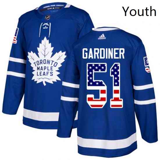 Youth Adidas Toronto Maple Leafs 51 Jake Gardiner Authentic Royal Blue USA Flag Fashion NHL Jersey